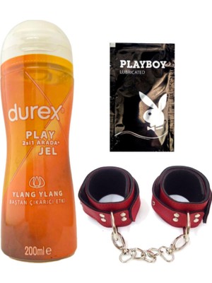 Durex Play  Ylang Ylang & Kayganlaştırmaya Jel 200 ml + Kırmızı Deri El Kelepçesi + Hediye
