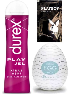 Durex Kiraz Aşkı 50 ml Jel + Egg Wavy Erkeklere Cep Tipi Mastürbatör + Hediye