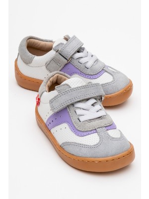 Mnpc Unisex Çocuk Beyaz-Lila Hakiki Deri Günlük Ilk Adım Ayakkabı