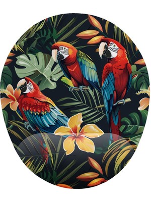 Hamiki Papağan Desenli Bilek Destekli Mouse Pad Ergonomik Kaymaz Taban Mousepad Fare Altlığı