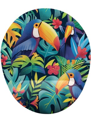 Hamiki Tropik Tukan Kuşu Bilek Destekli Mouse Pad Ergonomik Kaymaz Taban Mousepad Fare Altlığı
