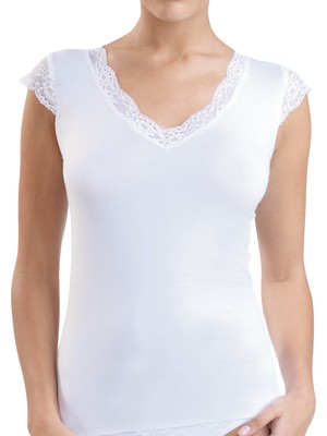 Blackspade Kadın Modal Elastan T-Shirt 1348 - Beyaz
