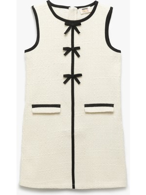 Koton Fiyonk Detaylı Bisiklet Yaka Kolsuz Tüvit Elbise