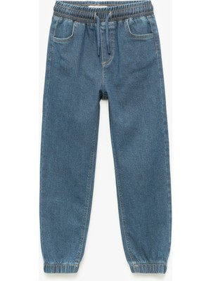 Koton Pamuklu Beli Bağcıklı Jogger Denim Pantolon