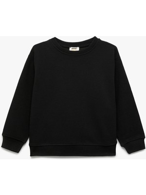 Koton Uzun Kollu Bisiklet Yaka Şardonlu Basic Sweatshirt