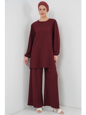 Kadın Tunik Pantolon Alt Üst Takım 6663 - Bordo
