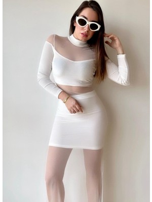 Mall Of Gkc Kadın Balıkçı Yaka Transparan Dekolteli Fırsat Ürün Elbise