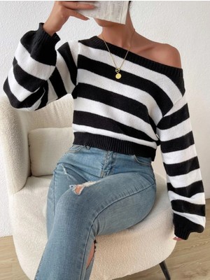 Mall Of Gkc Kadın Uzun Kollu Kayık Yaka Triko Bluz