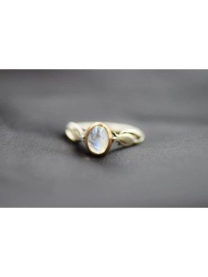 Ay Taşı Gümüş Yüzük Lale Figürlü