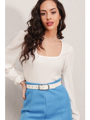 Mall Of Gkc 0442 Uzun Kollu Bluz - Beyaz