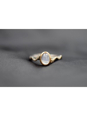 Ay Taşı  Gümüş Yüzük Yılan Figürlü