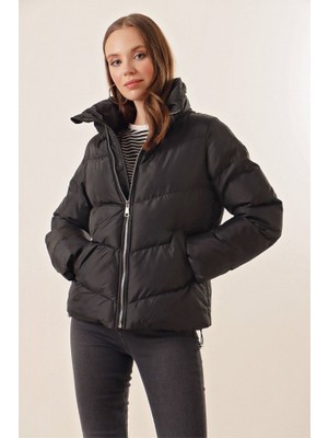 Mall Of Gkc 5205 Dik Yaka Fermuarlı Şişme Mont - Siyah