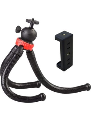 Ahtapot Bükülebilir Tripod 30cm 360 Derece Ayarlanabilir 320gr Selfie Telefon Tutuculu 3 Ayaklı All in one