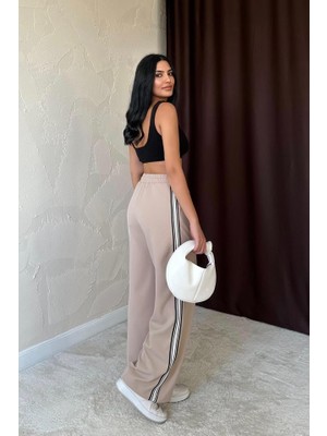 Janes Bej Yanları Şeritli Pantolon