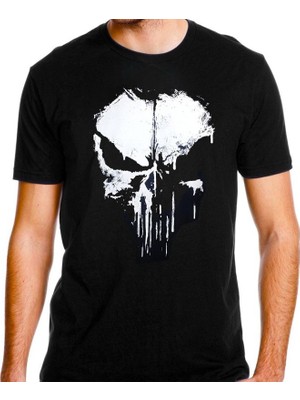 Alfa Giyim Alfa Punisher Siyah Baskılı Tişört