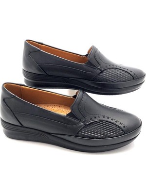 Umut Ayakkabı Umut Hakiki Deri Kadın Anne Ayakkabısı Tam Ortopedik 2 cm