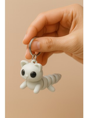 Sevimli Kedi Figürlü Plastik Anahtarlık