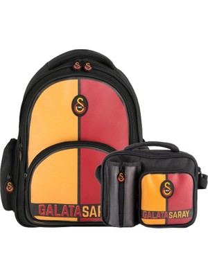 Galatasaray 3 Bölmeli Logo Baskılı Suni Deri Okul Çantası +Beslenme Çantası