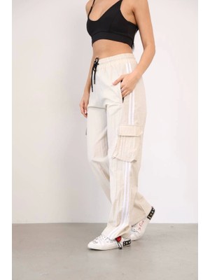 Mall Of Gkc Praşut Kumaş Kargo Çeplı Baggy Esofman - Bej