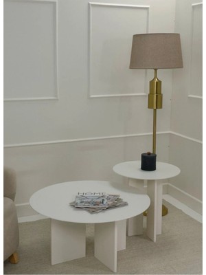 Leo Orta Sehpa Krem İkili Set