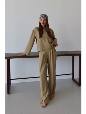 Haki Marisol Bluz Pantolon Takım