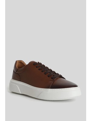 Lufian Tommy Erkek Deri Sneaker Ayakkabı Kahve