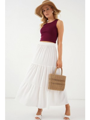 Mall Of Gkc Ayrobin Uzun Etek 8048 - Beyaz