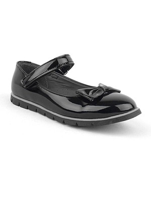 Rakerplus Siyah Rugan Fiyonklu Cırtlı Kız Çocuk Babet