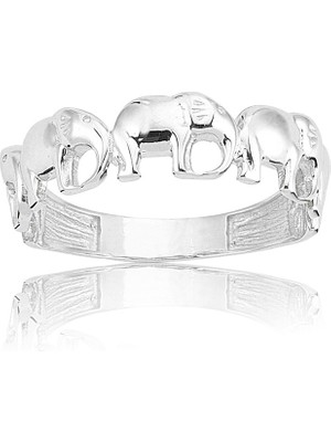 Fasek Gold Fil Bereket 925 Ayar Gümüş Yüzük-925 Ayar Taşsız Hediye Gümüş Yüzük