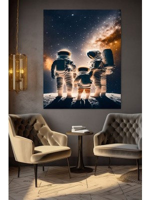 Özkacar Group Uzaya Giden Çekirdek Ailesi Kanvas Tablo Ev Duvar Salon Ofis Dükkan Hediyelik Dekarasyon Süsü