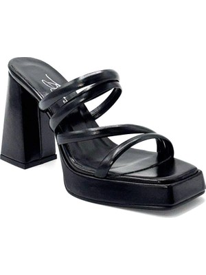 Kindep Daily Kalın Topuklu Platform Kadın Terlik Siyah