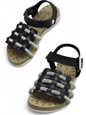 8454 Rahat Taban Kız Çocuk Sandalet Terlik Çocuk Taşlı Sandalet