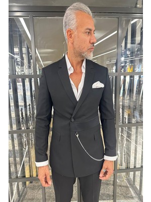 Beli Satenli Zincirli Takım Elbise