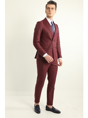 Fc Plus BORDO KRUVAZE ERKEK TAKIM ELBİSE - SLIM FIT