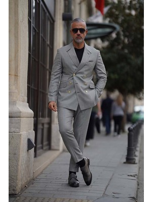 Fc Plus ALTIN DÜĞMELİGRİ SİYAH KRUVAZE TAKIM ELBİSE