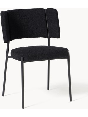 Samantha Bouclé Kumaşlı Sandalye Seti (2 Adet) - Altrosa, Metal Ayaklı, Modern Tasarım