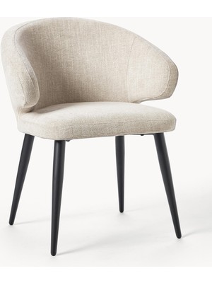 Celia Bouclé Kollu Sandalye - Midcentury Stil, Yarım Ay Sırtlık, Fsc® Sertifikalı