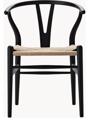 Hans J. Wegner CH24 Wishbone Sandalye: Koyu Yeşil, El Örgüsü Oturma Alanlı
