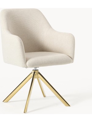 Döner Kollu Sandalye Isla - 360° Dönebilen, Siyah Polyester Kumaşlı, Modern Tasarım