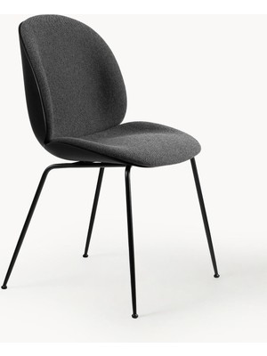 Beetle Döşemeli Sandalye - Açık Bej, Ceviz Ahşap Oturaklı