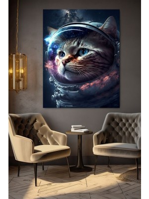 Özkacar Group Astronot Kedi Kanvas Tablo Ev Duvar Salon Ofis Dükkan Hediyelik Dekarasyon Süsü
