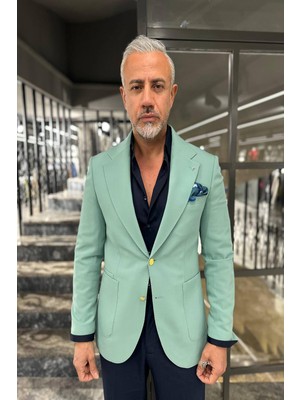 Mono Yaka Torba Cep Metal Düğmeli Ceket