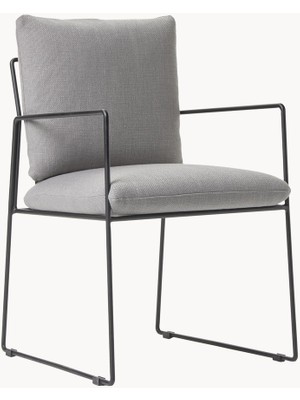 Wayne Döşemeli Sandalye – Kırık Beyaz Kumaş, Siyah Iskelet