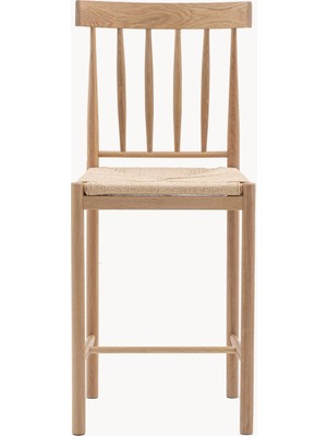 El Yapımı Eton Meşe Bar Sandalyeleri 2'li Set – Doğal Ahşap & Bej Ip Örgü
