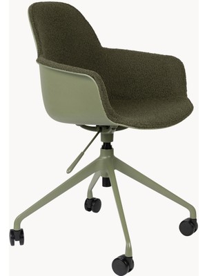 Albert Bouclé Ofis Sandalyesi - Krem Beyaz, Ayarlanabilir Yükseklik