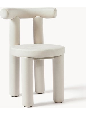 Calan Kadife Kaplamalı Sandalye – Kahverengi, Modern Kavisli Tasarım