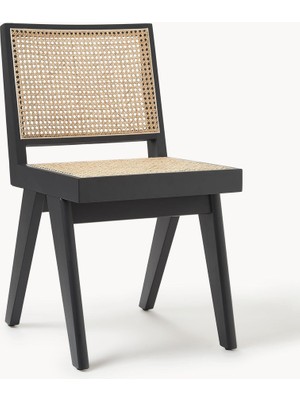 Sıssı Ahşap Sandalye – Zarif Rattan Detaylı, El Yapımı Retro Tasarım