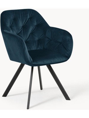 Lucie Döner Kadife Kollu Sandalye – 90° Dönüşlü, Geri Dönüş Mekanizmalı, 25.000 Martindale