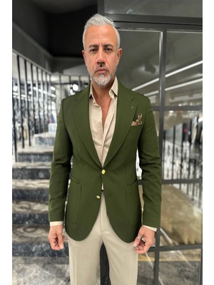 Mono Yaka Torba Cep Metal Düğmeli Ceket