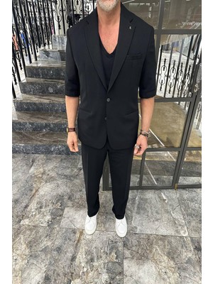 Fc Plus Kapri Kol Oversize Takım Elbise Siyah Erkek Basic Fit Modeli ile Şık ve Rahat